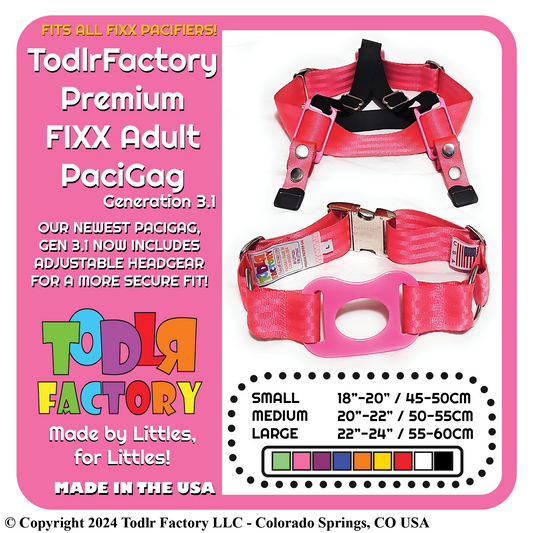 Todlr Factory Gen 3.1 Premium PaciGag - FIXX Adult Premium Pacifier Gag Set with Gift Box & Accessories
