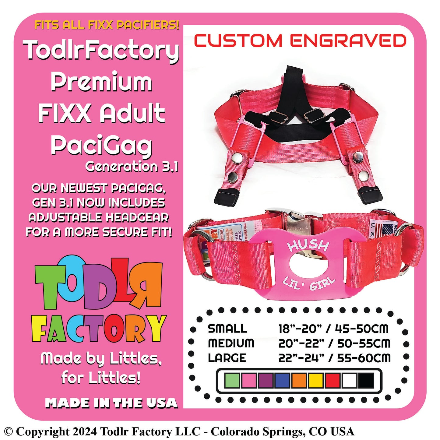 Custom Engraved Todlr Factory Gen 3.1 Premium PaciGag - FIXX Premium Engraved Pacifier Gag Set with Gift Box & Accessories