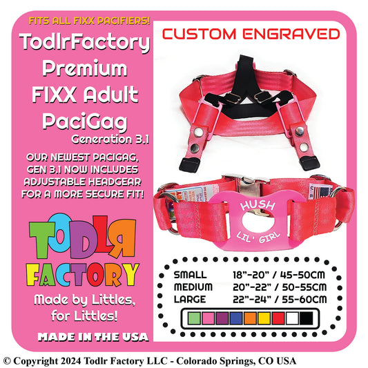 Custom Engraved Todlr Factory Gen 3.1 Premium PaciGag - FIXX Premium Engraved Pacifier Gag Set with Gift Box & Accessories
