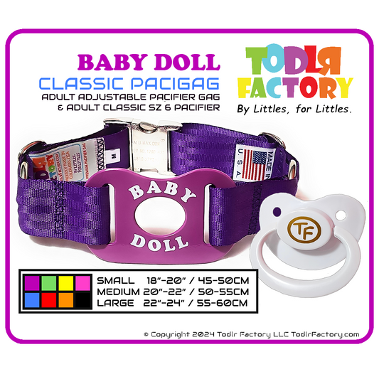 GEN 3 Todlr Factory Premium Adult Standard Classic Pacifier PaciGag Ageplay ABDL Little - "BABY DOLL"