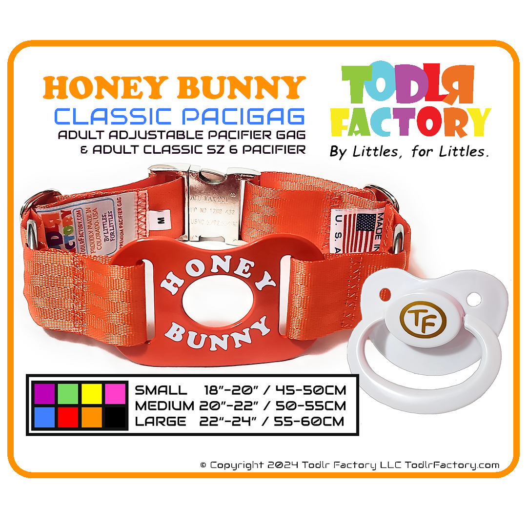 GEN 3 Todlr Factory Premium Adult Standard Classic Pacifier PaciGag Ageplay ABDL Little - "HONEY BUNNY"