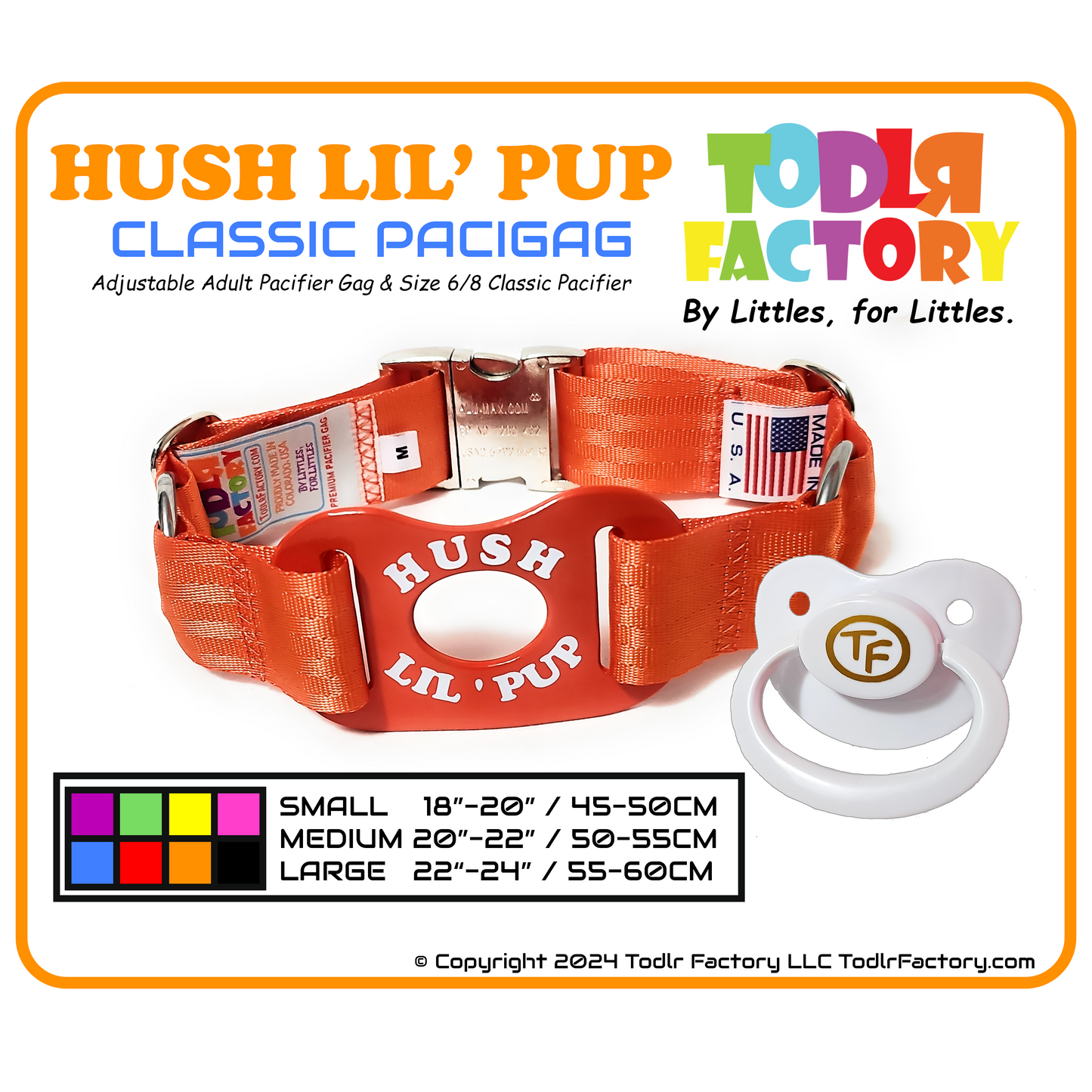 GEN 3 Todlr Factory Premium Adult Standard Classic Pacifier PaciGag Ageplay ABDL Little - "HUSH LIL' PUP"
