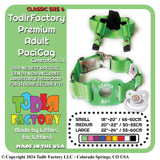 Custom Engraved Todlr Factory Gen 3.1 Premium PaciGag - Classic Adult Size 6 Premium Engraved Pacifier Gag Set with Gift Box & Accessories