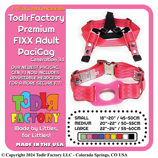 Todlr Factory Gen 3.1 Premium PaciGag - FIXX Adult Size 6 Premium Engraved Pacifier Gag Set with Gift Box & Accessories