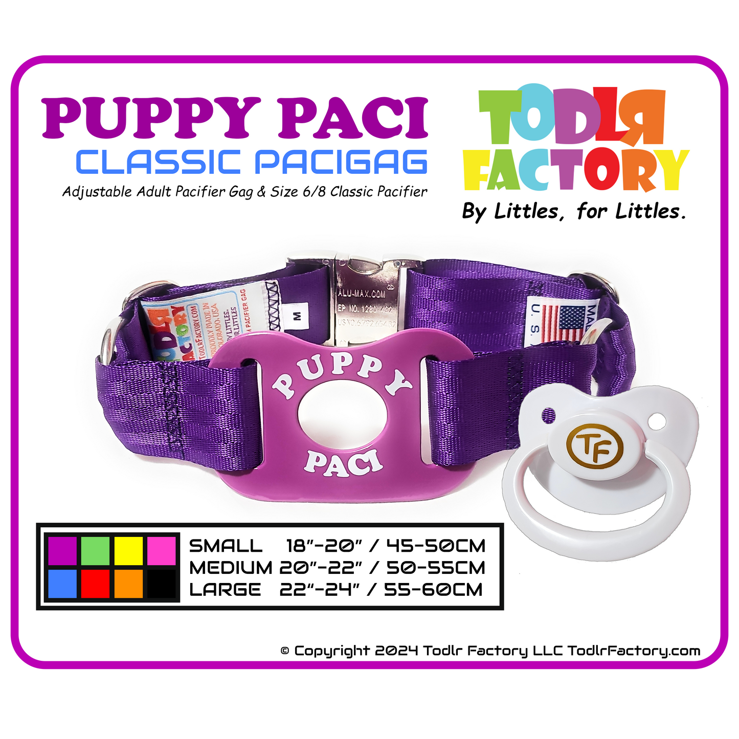 GEN 3 Todlr Factory Premium Adult Standard Classic Pacifier PaciGag Ageplay ABDL Little - "PUPPY PACI"